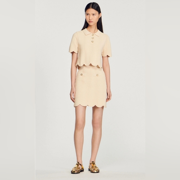 🇫🇷NWT Sandro Knit Scallop Skirt - Picture 1 of 9